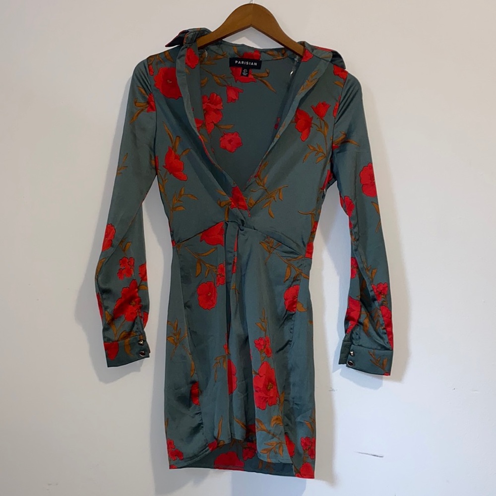 Parisian Satin Wrap style Dress size2